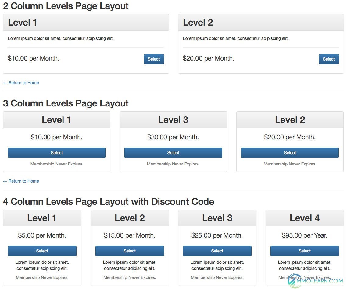PMPro - Levels Page in DIV Layout.jpg