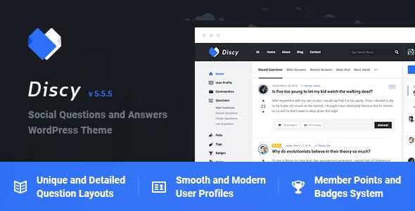 Discy Social Questions and Answers WP Theme