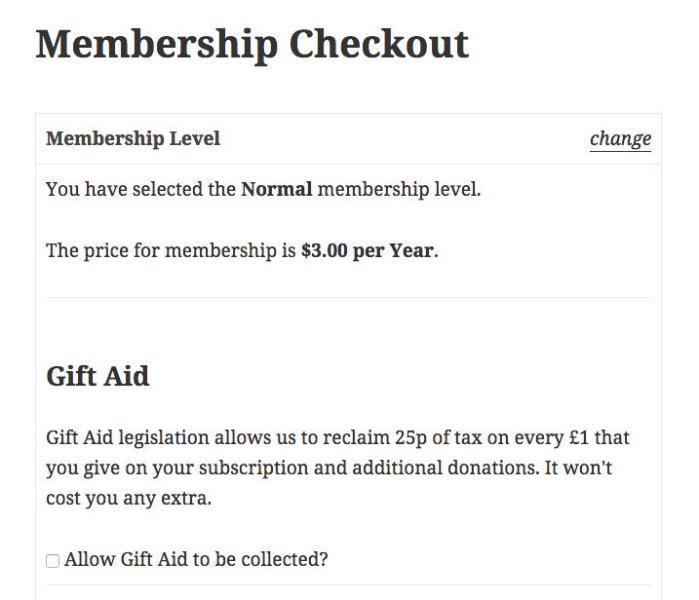 Paid Memberships Pro Gift Aid Add On
