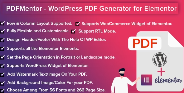 PDFMentor Pro WordPress PDF Generator for Elementor