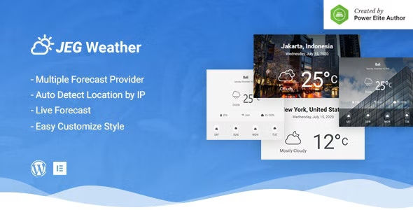 Jeg Weather Forecast WordPress Plugin - Add Ons for Elementor and WPBakery Page