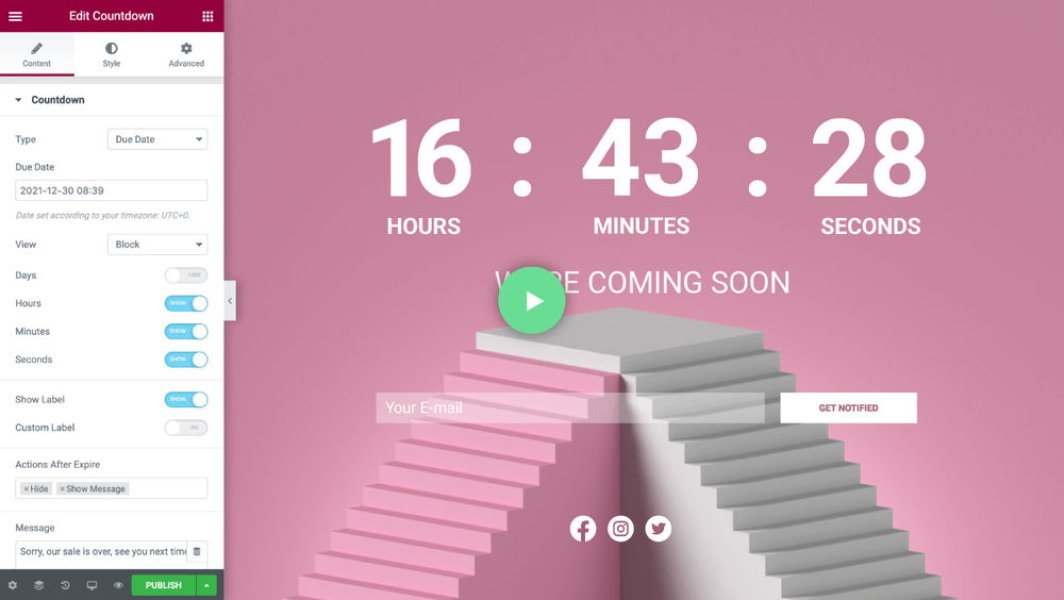 Countdowner Countdown Timer for Elementor