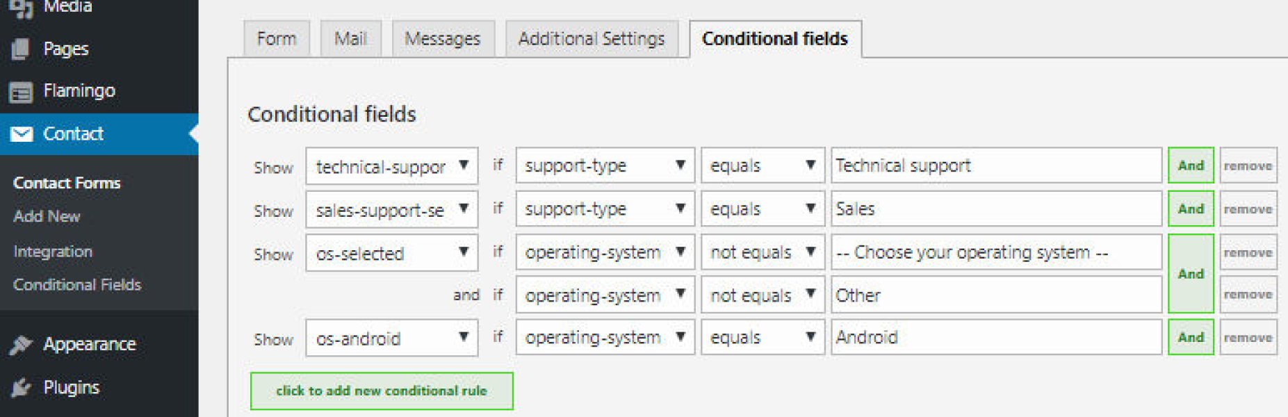Contact Form Conditional Logic