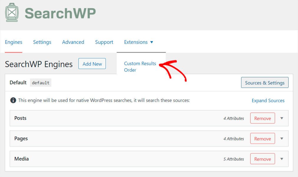 SearchWP Custom Results Order