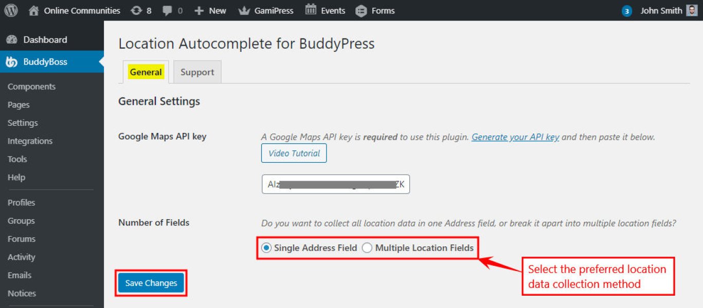 Location Autocomplete for BuddyPress