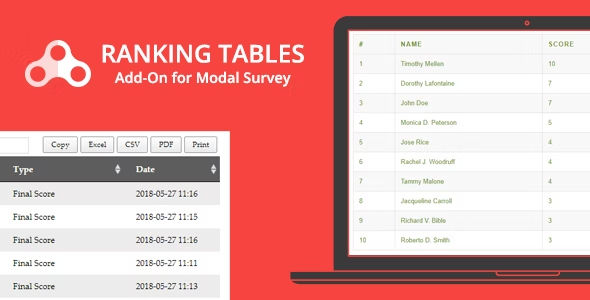Ranking Tables Modal Survey Add-on