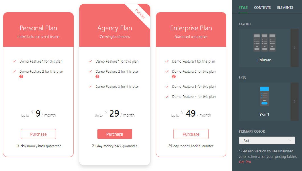 WP Pricing Table Builder