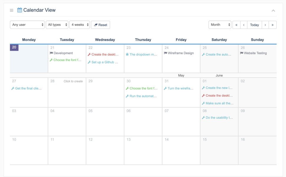 UpStream Calendar View Extension