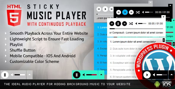 Sticky HTML Music Player