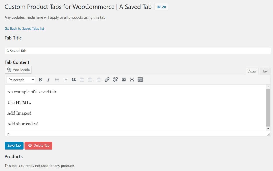 Add Product Tabs for WooCommerce