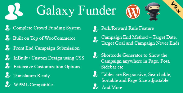 Galaxy Funder - WooCommerce Crowdfunding System