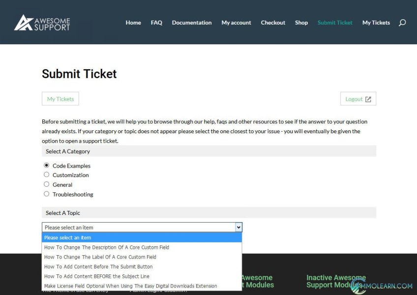 Awesome support Smart Ticket Submission
