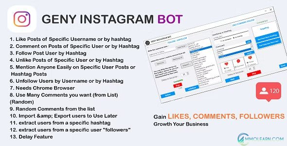 GENY instagram bot - Gain More Instagram Followers Increase your Followers Now