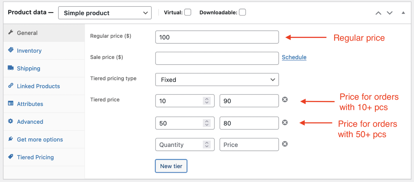 WooCommerce Tiered Price Table