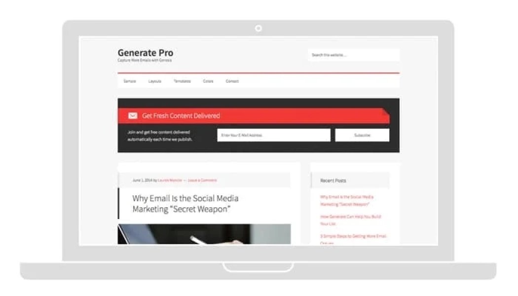 StudioPress - Generate Pro Theme - lead your site traffic to one action – join the email list