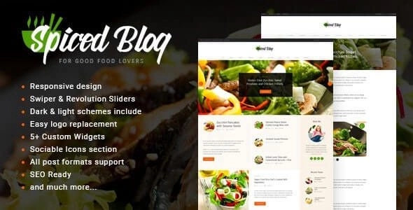Spiced Blog - A Crisp Recipes & Food Personal Page WordPress Theme