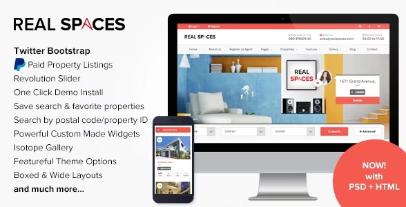 Real Spaces - WordPress Properties Directory Theme Real Estate, Estate Agents Websites and more!