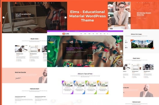 Elms - Educational Material WordPress Theme education sites, learning management system site, course