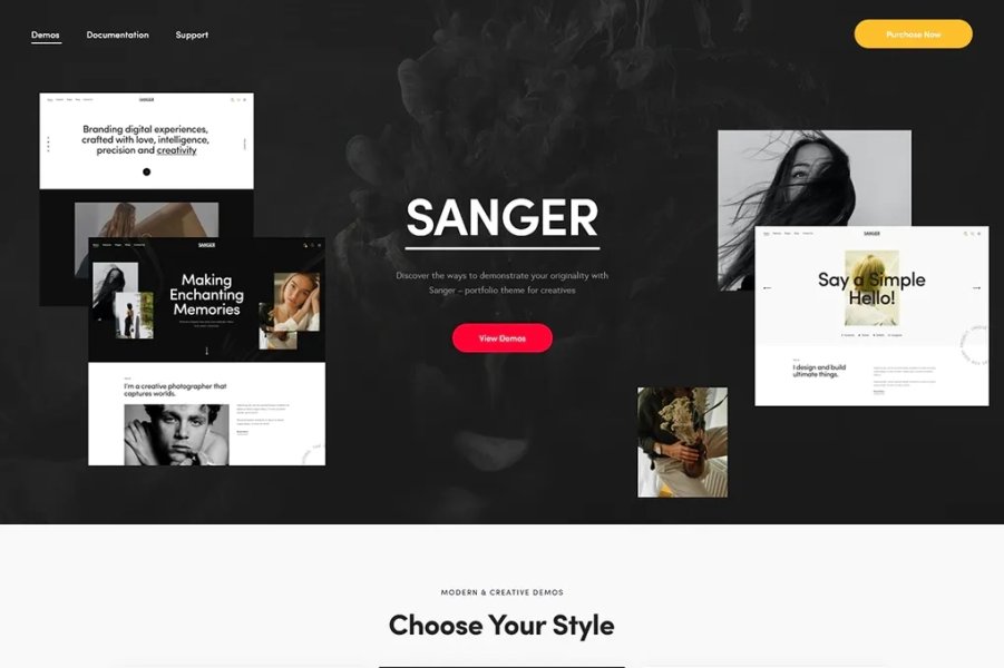 Sanger - Personal Portfolio for Creatives WordPress Theme