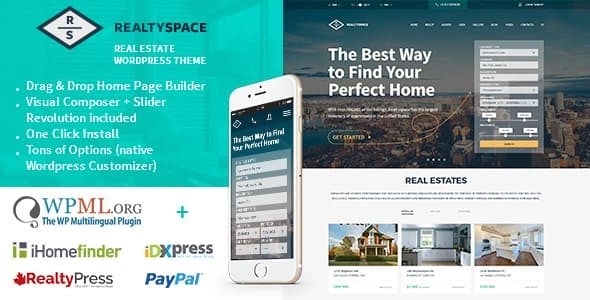 Realtyspace - WordPress Theme  for real estate agents and agencies.