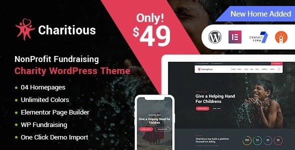 Charitious - NonProfit Fundraising Charity WordPress Theme