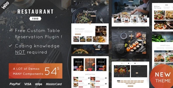 Restaurant Food WordPress Theme - demos like Pizza, Asian cuisine restaurant, Italian restaurant