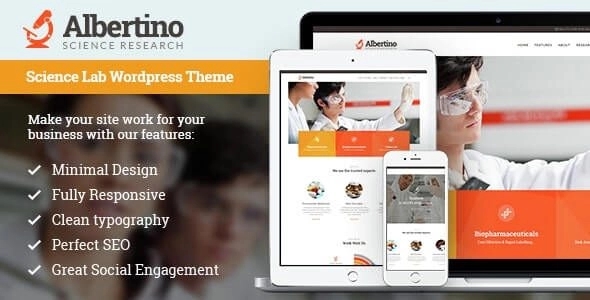 Albertino - Science Laboratory Research & Technology WordPress Theme