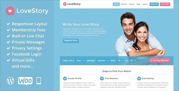 LoveStory - Dating WordPress Theme