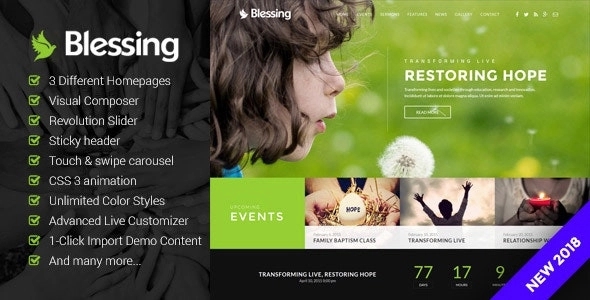 Blessing - WordPress Theme for church, charity, and prayer group institutions