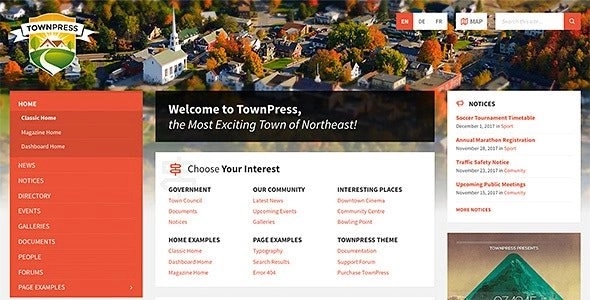 TownPress - ot of very niche-specific features like local weather widget, listing directory & more